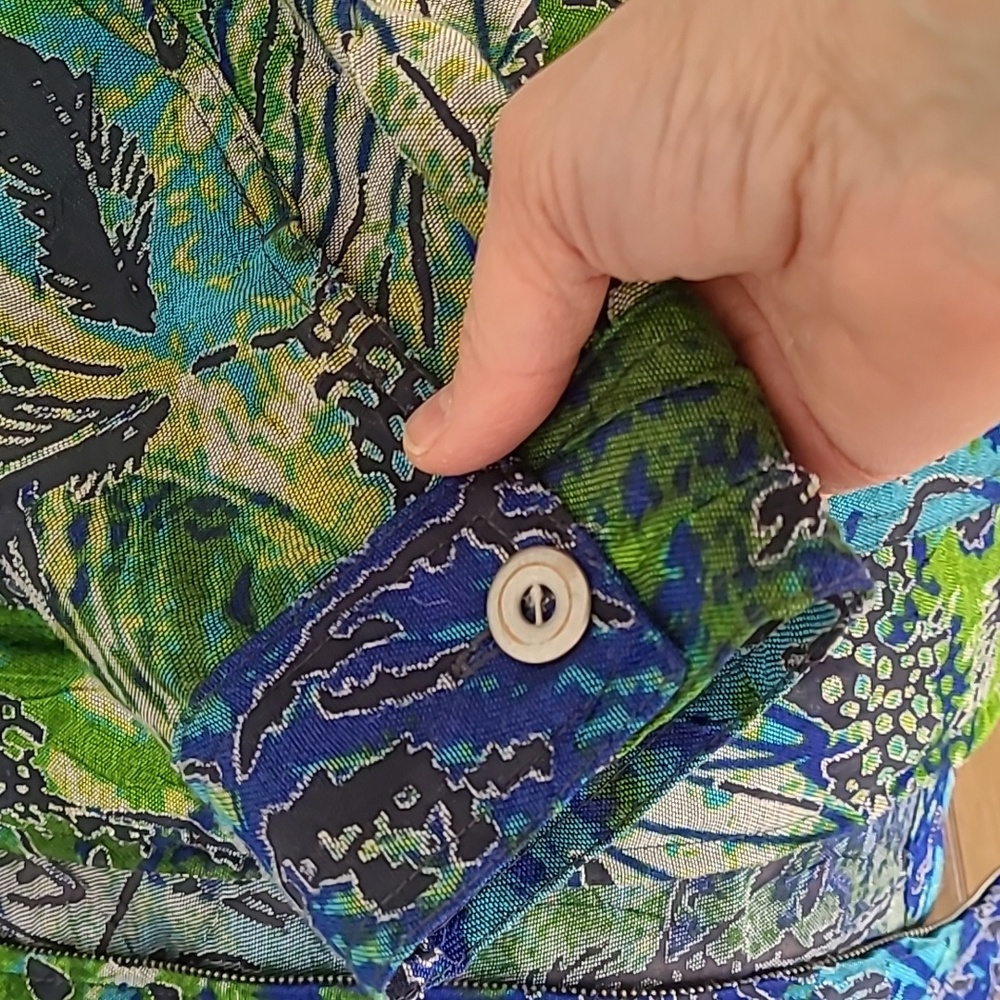 Women's jacket size 10, zip front, multi coloured with emerald green, cobalt - Picture 5 of 8